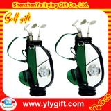 Green and whtie golf pen holder with clock