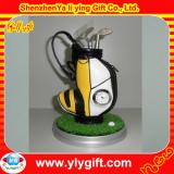 Yellow and white golf pen holder with clock and green lawn