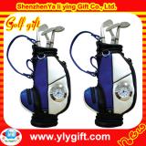 White and blue golf pen holder with clock