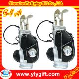 Black pu leather golf pen holder with clock