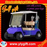 Purple golf cart with alarm clock